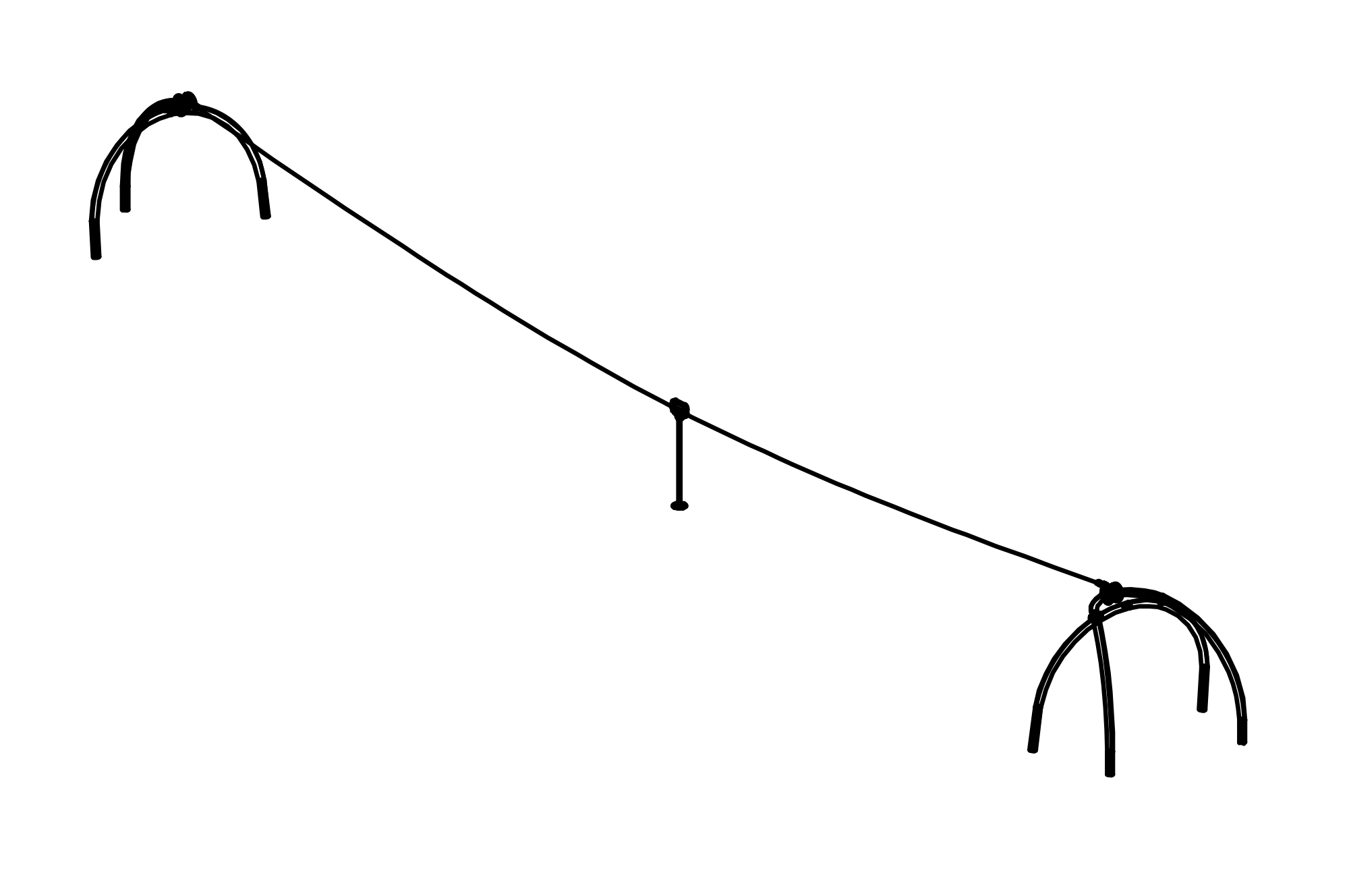 Seilbahn bis 30 m mit großem Bogen