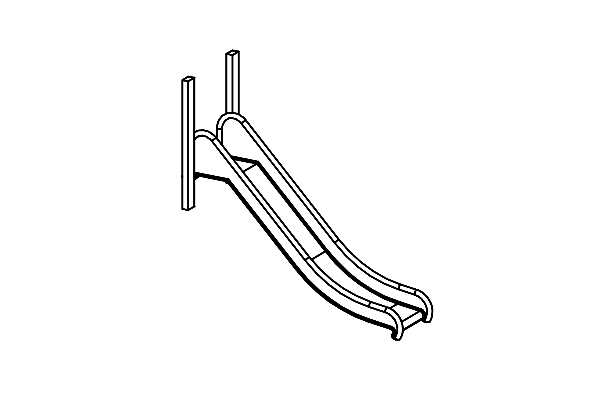 Stainless steel slide, width = 0.45 m