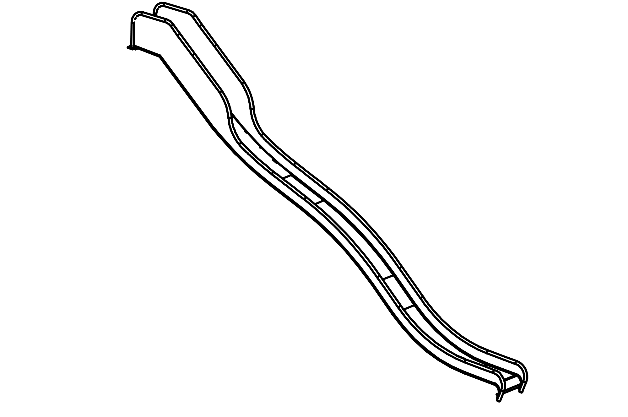 Edelstahlrutsche mit 1 Welle, Breite = 0,45 m, Höhe = 3,50 m