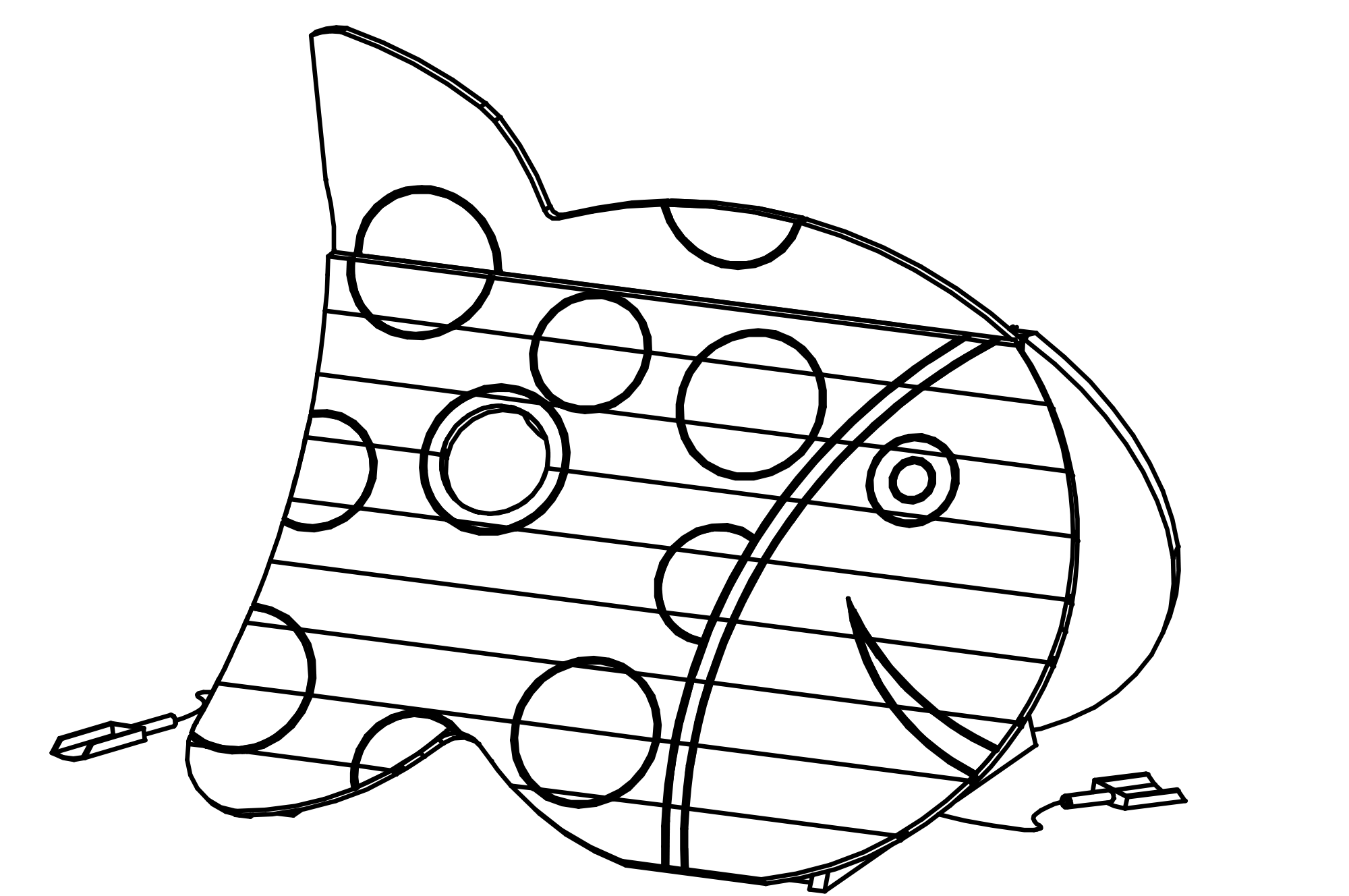 Kleiner Fisch mit Gucklöchern, Boden und Sitzbank