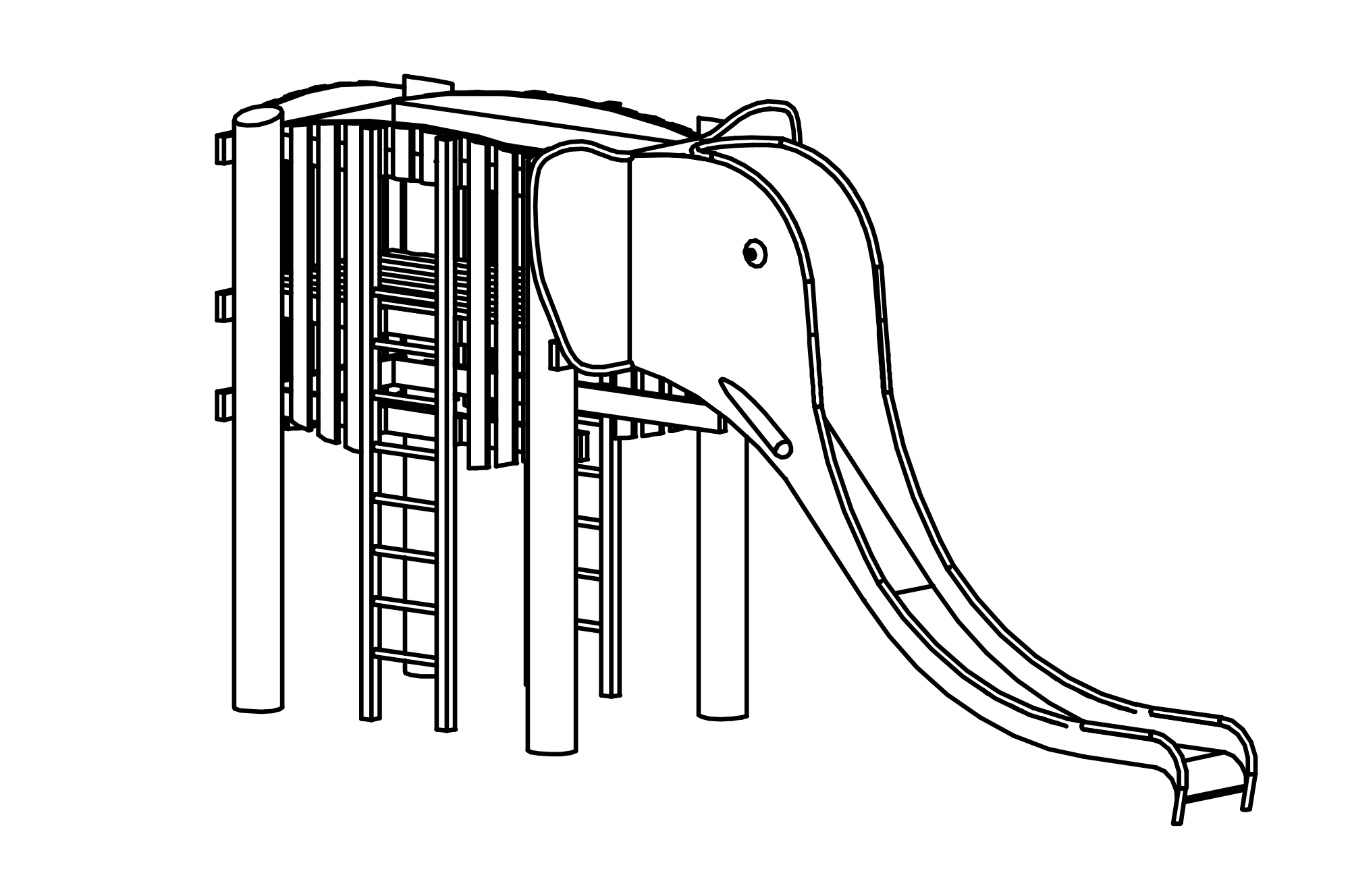 Elefant mit Rüsselrutsche