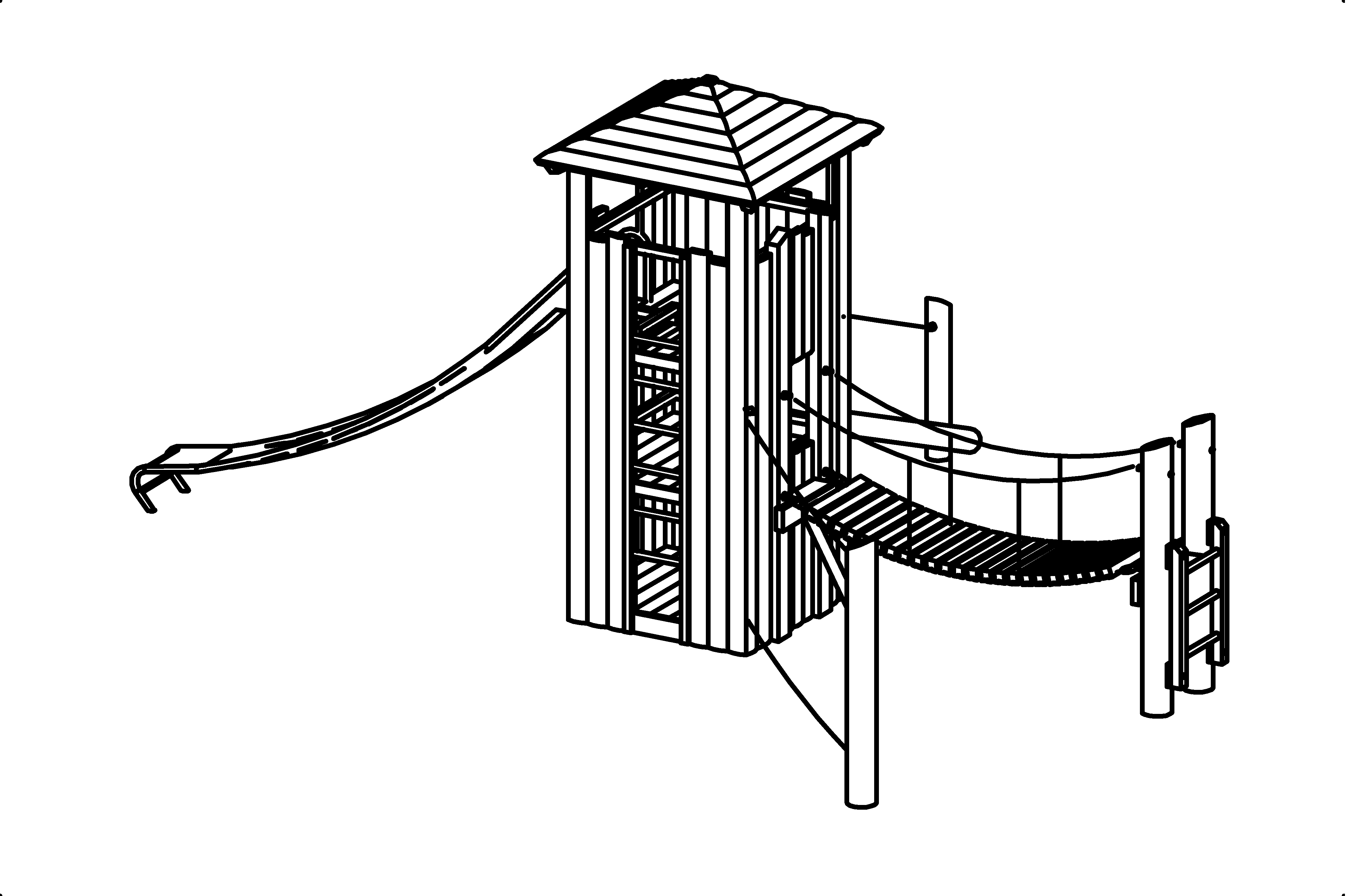 Turmkombination 331 in Lärche alle Elemente mit Stahlfüßen