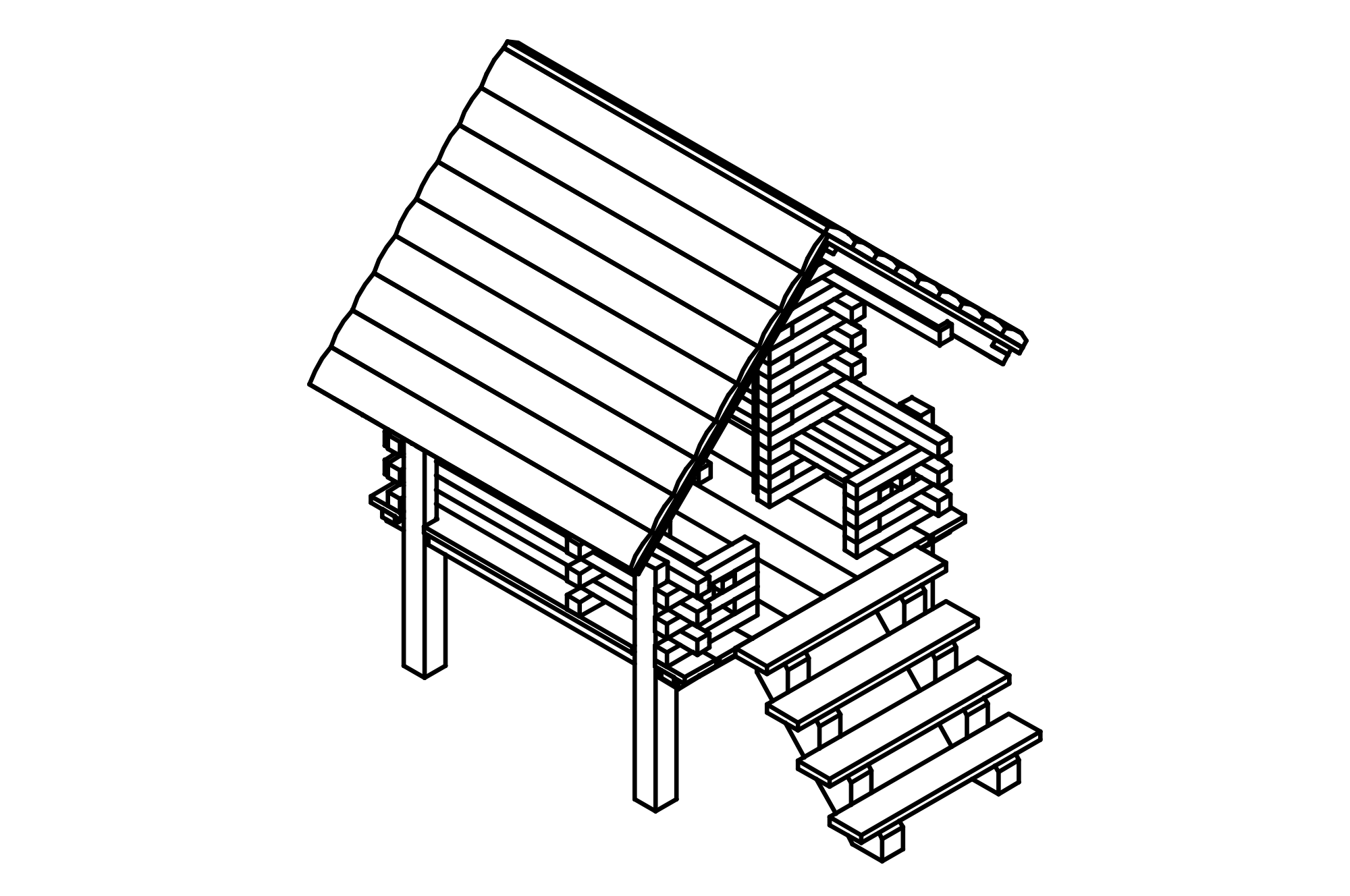 Small Timber House on Stilts made of larch