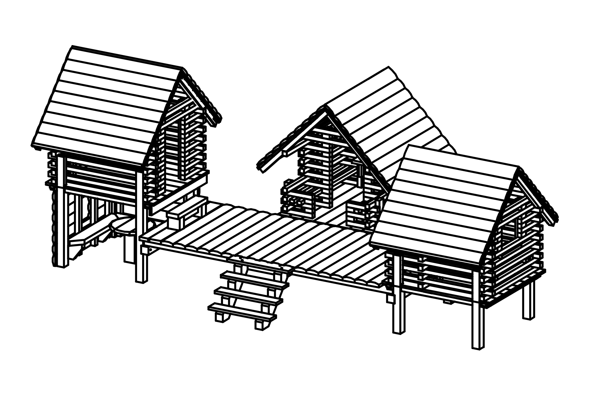 Hausgruppe A in Lärche Pfosten Kantholz Lärche mit Stahlfüßen