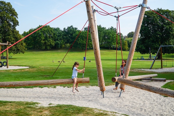 Triple Beam Swing, made of larch