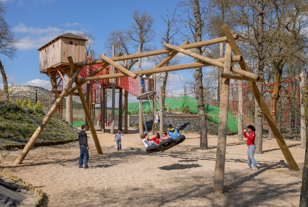 Seesaw-Carousel-Swing, made of larch